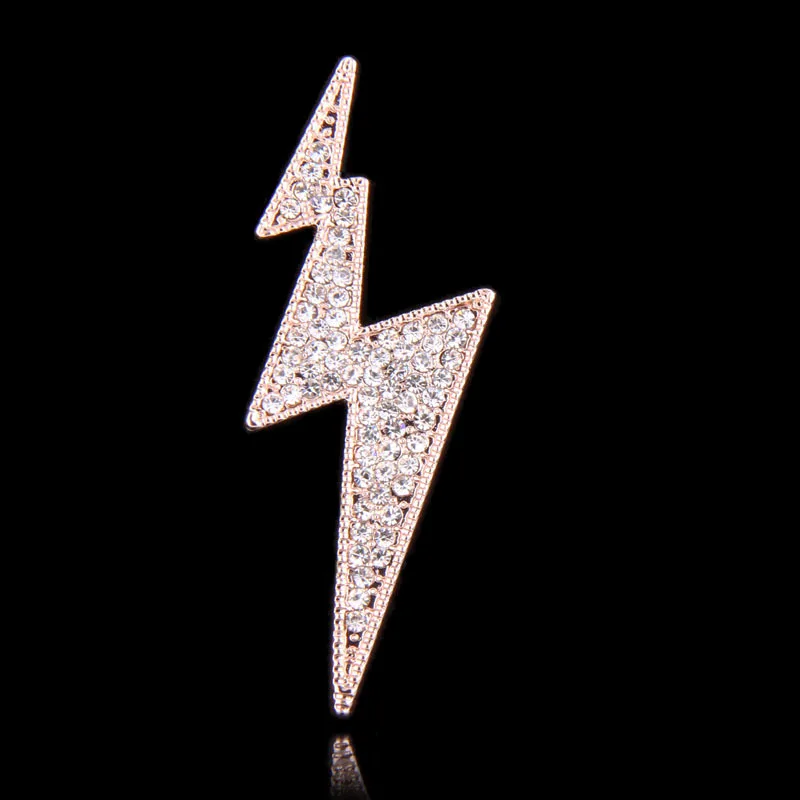 Модные стразы брошь в виде молнии отворот булавки Flash Suit Scraf пряжка воротник Pin