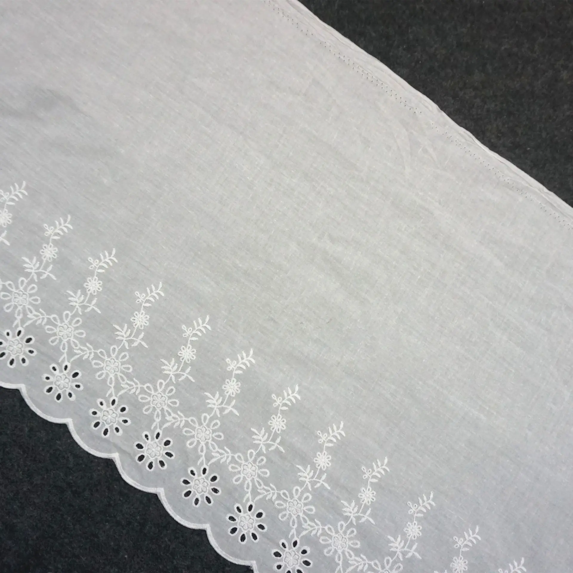 

White Flower Hollow Lace Cloth Embroidered Women's Summer Cotton Cloth Hollow Lace Fabric
