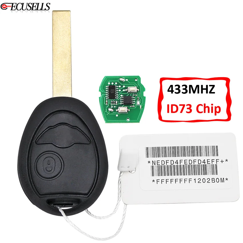 2 кнопочный OEM ключ с дистанционным управлением 433 МГц чип ID73 для BMW Mini Cooper Rover 75 2002