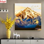 Алмазная вышивка, абстрактное искусство, золотые горы, Летающие птицы, полная квадратная круглая Алмазная картина 5d, Алмазная мозаика своими руками