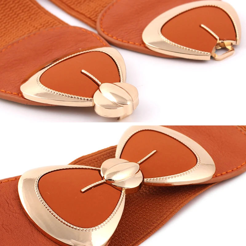 Женский пояс с металлической пряжкой широкий эластичный в форме банта для платья