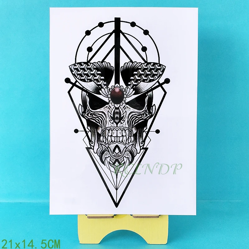 

Waterproof Temporary Tattoo Sticker skull head fake tatto flash tatoo tatouage Stickers foot arm leg for girl women men
