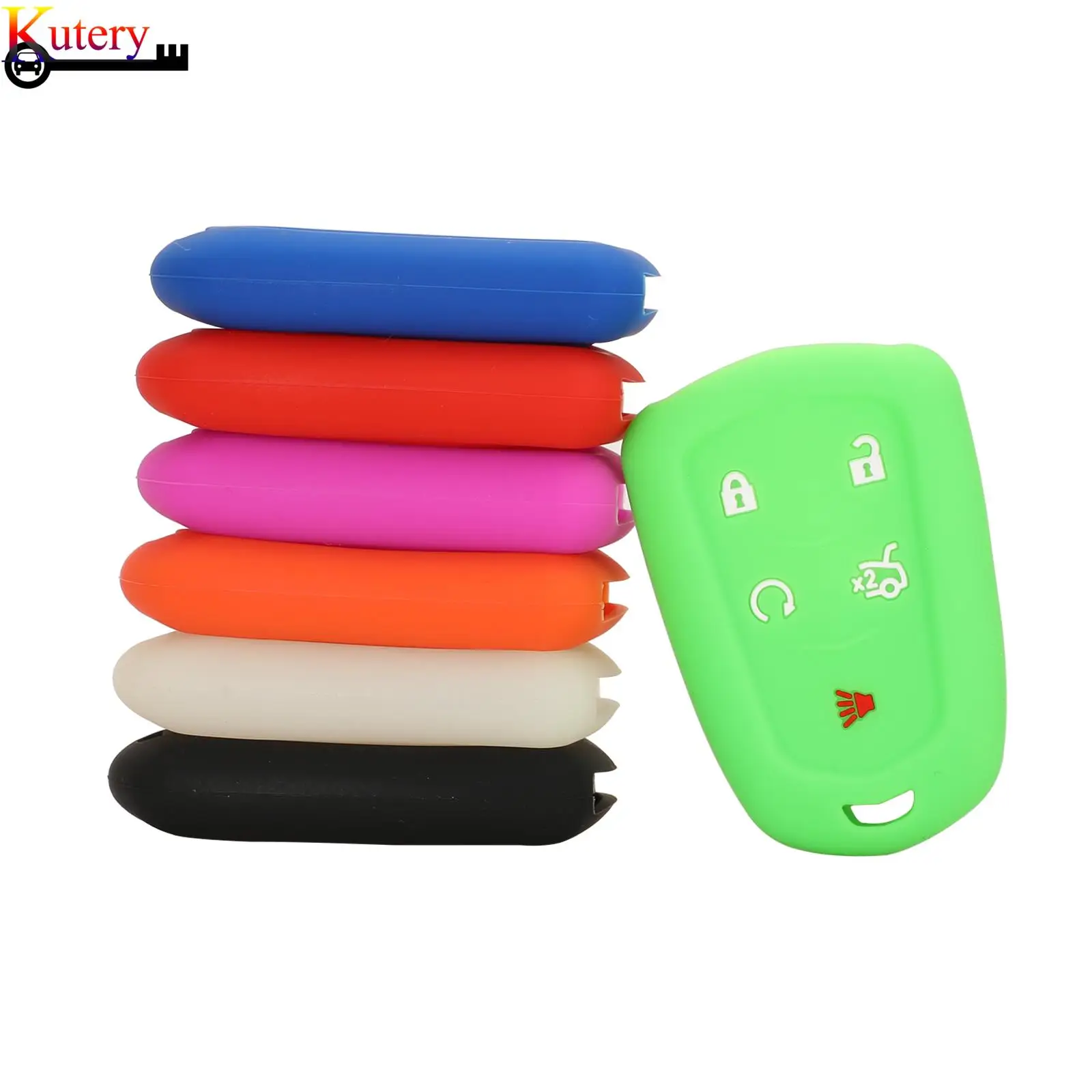 

Kutery Silicone Rubber Car Key Cover Case For Cadillac SRX XT5 CTS ATSL Remote Key Protecor 5Buttons Remote Key Case Cover