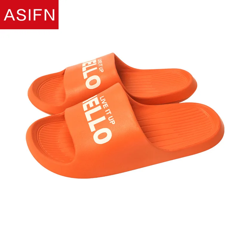 

ASIFN New Fashion Home Slippers Women Summer Indoor Slides Soft Bottom Non-slip Simple Bathing Bathroom House Slippers Men Shoes
