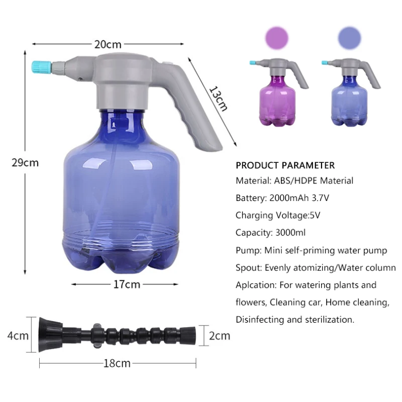 

New Electric Garden Sprayer Watering Cans 3L High Capacity Plant Flower Spray Bottle Automatic Plant Atomizer For Indoor Outdoor