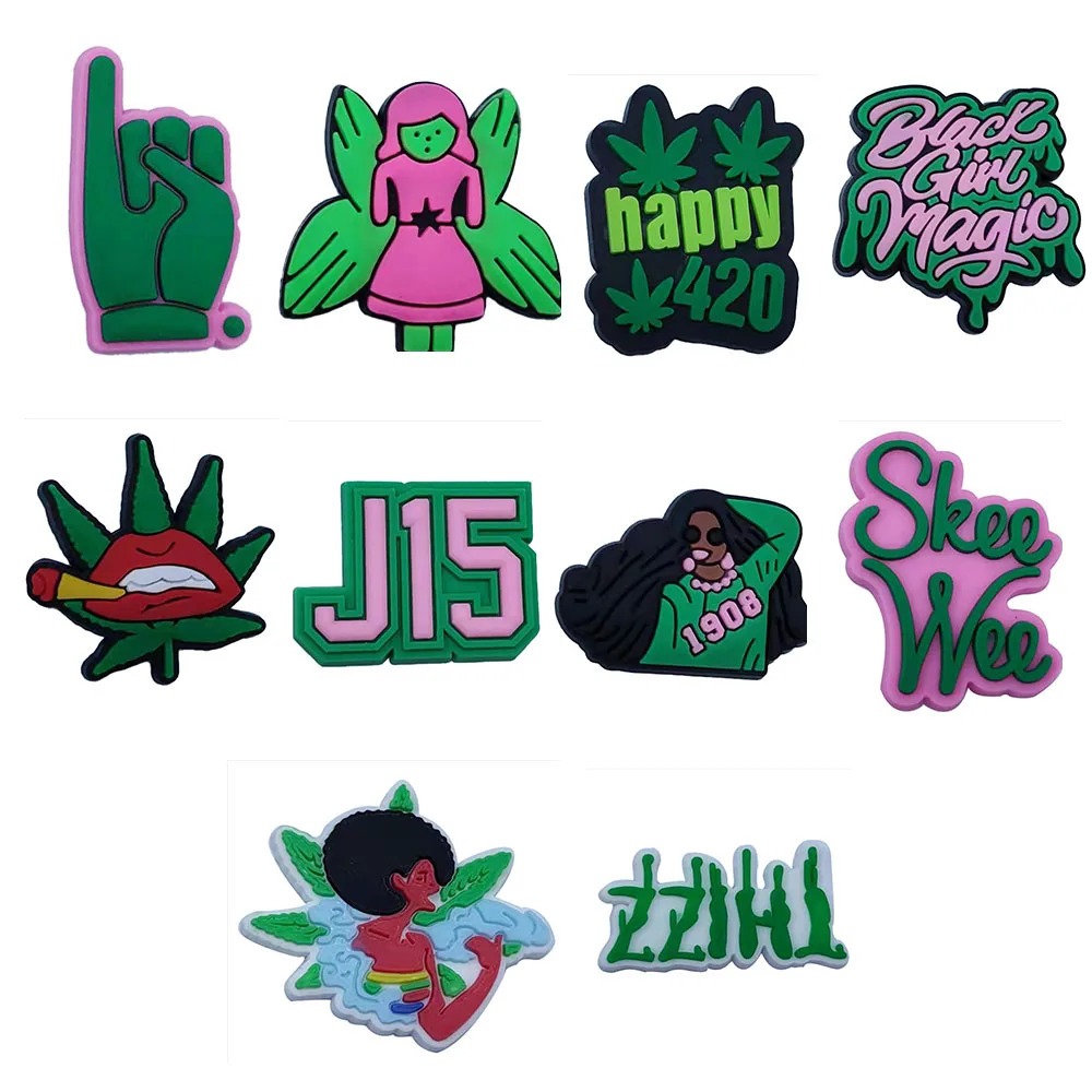 

New Arrival 1pcs PVC Happy 420 Hand Shoe Decorations Garden Shoes Accessories Fit Croc Jibz Charm Kids Holiday Gifts