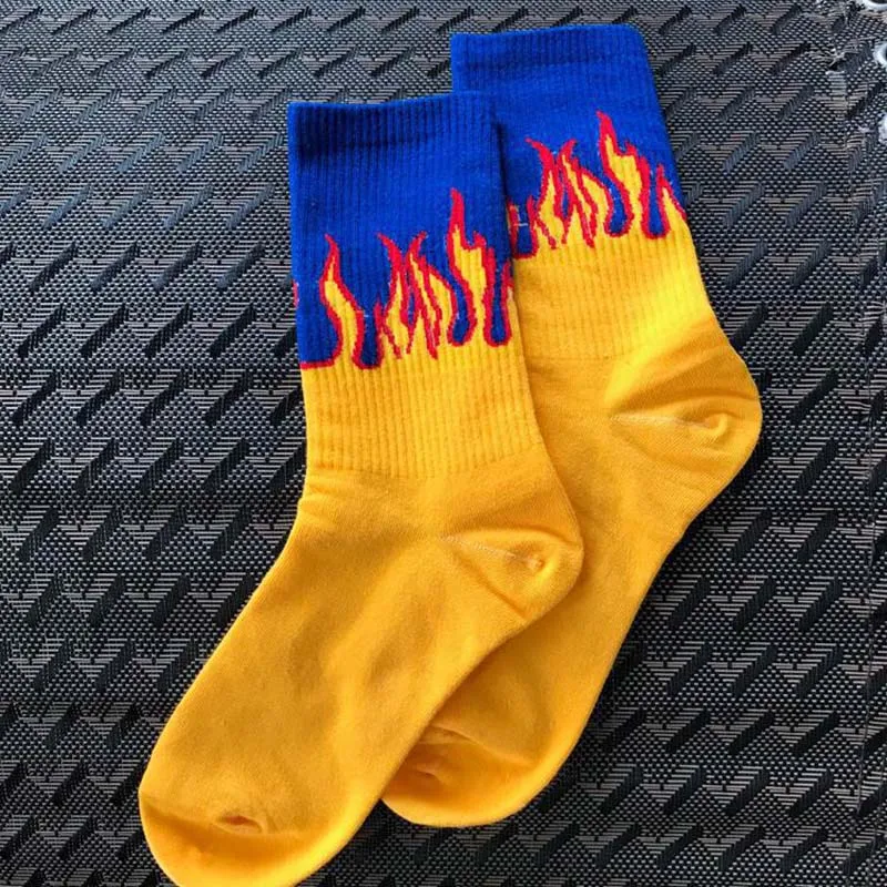 Женские и мужские Носки с рисунком пламени в стиле хип-хоп Харадзюку носки