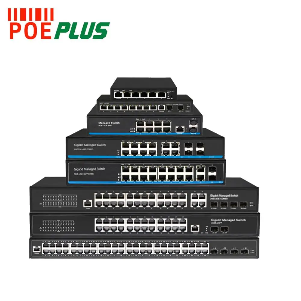 POEPLUS managed gigabit network switch family 10/100/1000Mbps 5/8/12/16/24/48 ports