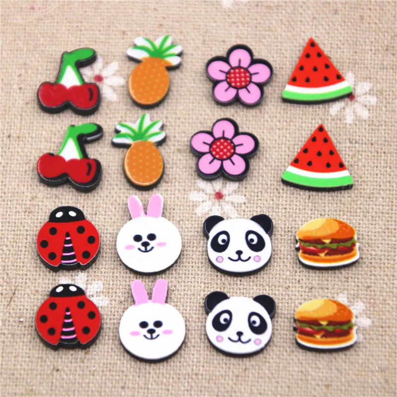 Плоский полимер 20 шт. мини размер вишня/цветок/Божья коровка/гамбургер фрукты с