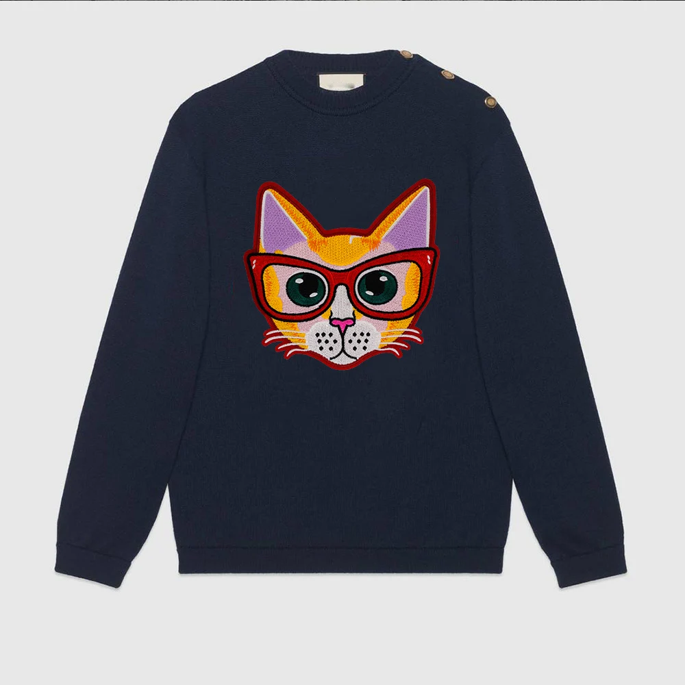 Вышитая нашивка с котом крутые Мультяшные нашивки аппликация мотивы для детской