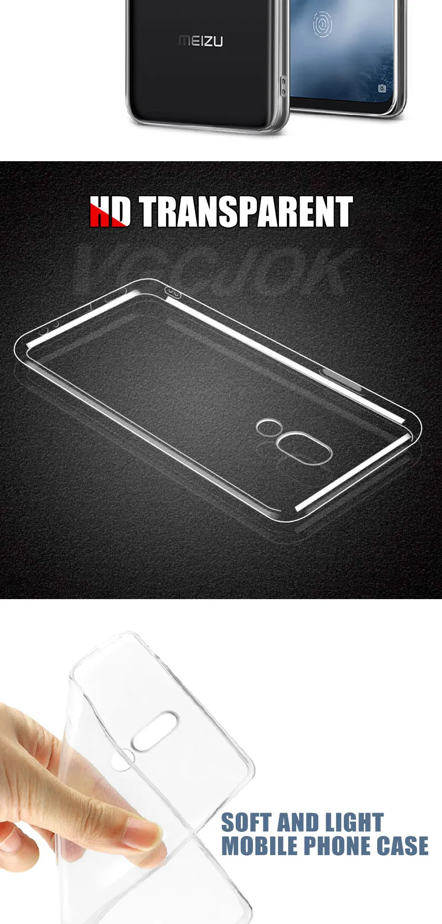 Прозрачный мягкий чехол для Meizu 16 Ом 16th 16X16 S 15 Lite M3 M5 M6 Note 8 9 M5S M5C M6S Pro 6 7 Plus M8 X8 прозрачный силиконовый чехол