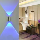 Двухсторонний светодиодный светильник, синяя алюминиевая настенная лампа для спальни, домашнее бра, светодиодный декоративный светильник для бара, караоке, крыльца, потолочный светодиодный светильник