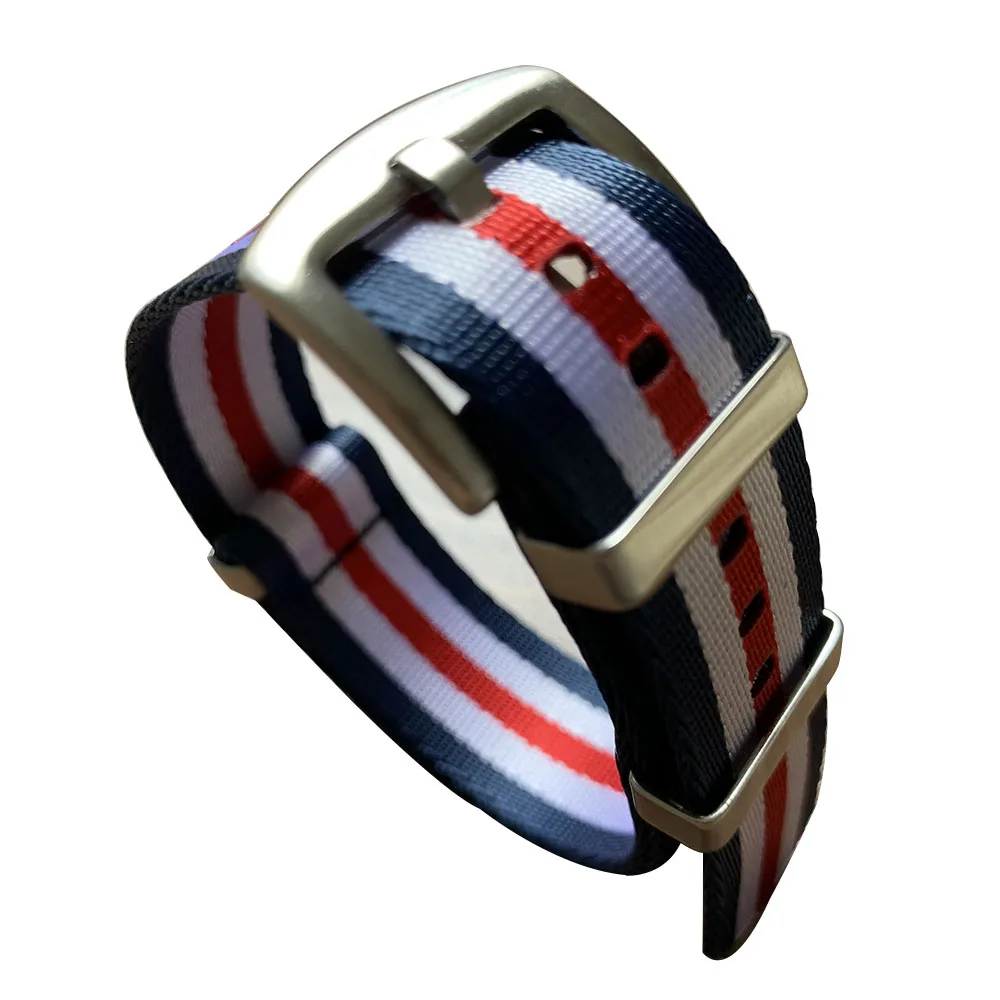 Blue White Red Seatbelt Nylon NATO Watch Band 20mm 22mm with Elite Buckles | Наручные часы