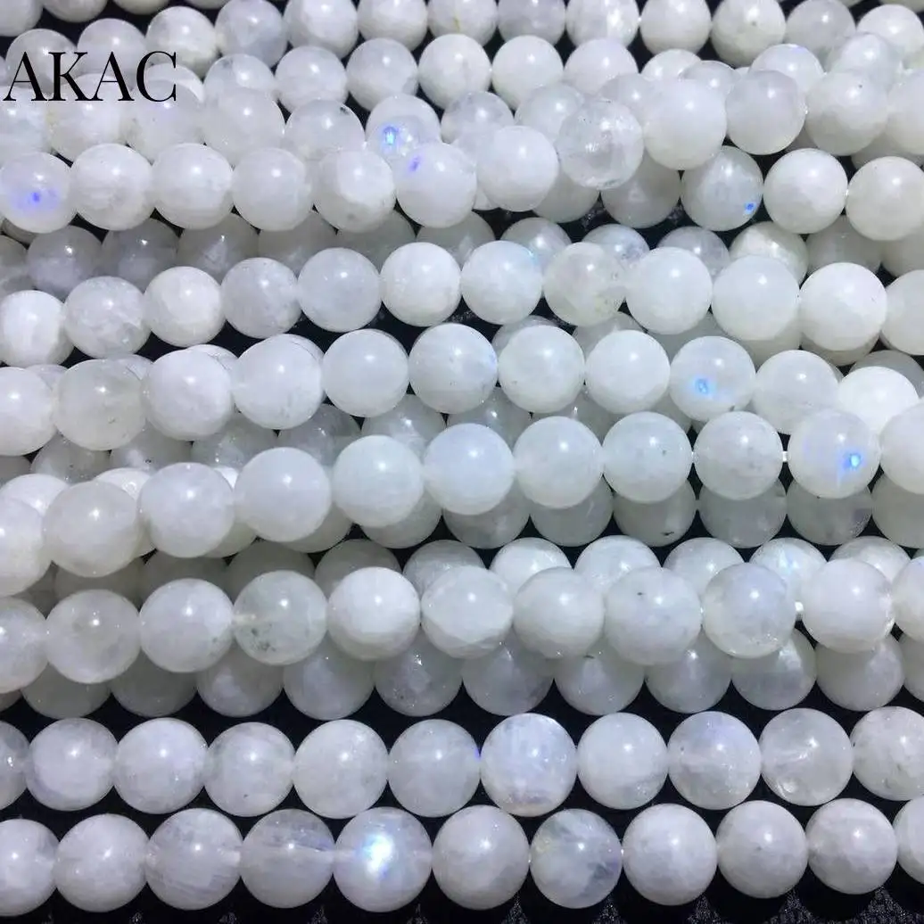 

2strands approx7.3-7.8mm AKAC natural rainbow moonstone loose beads for diy making wholesale