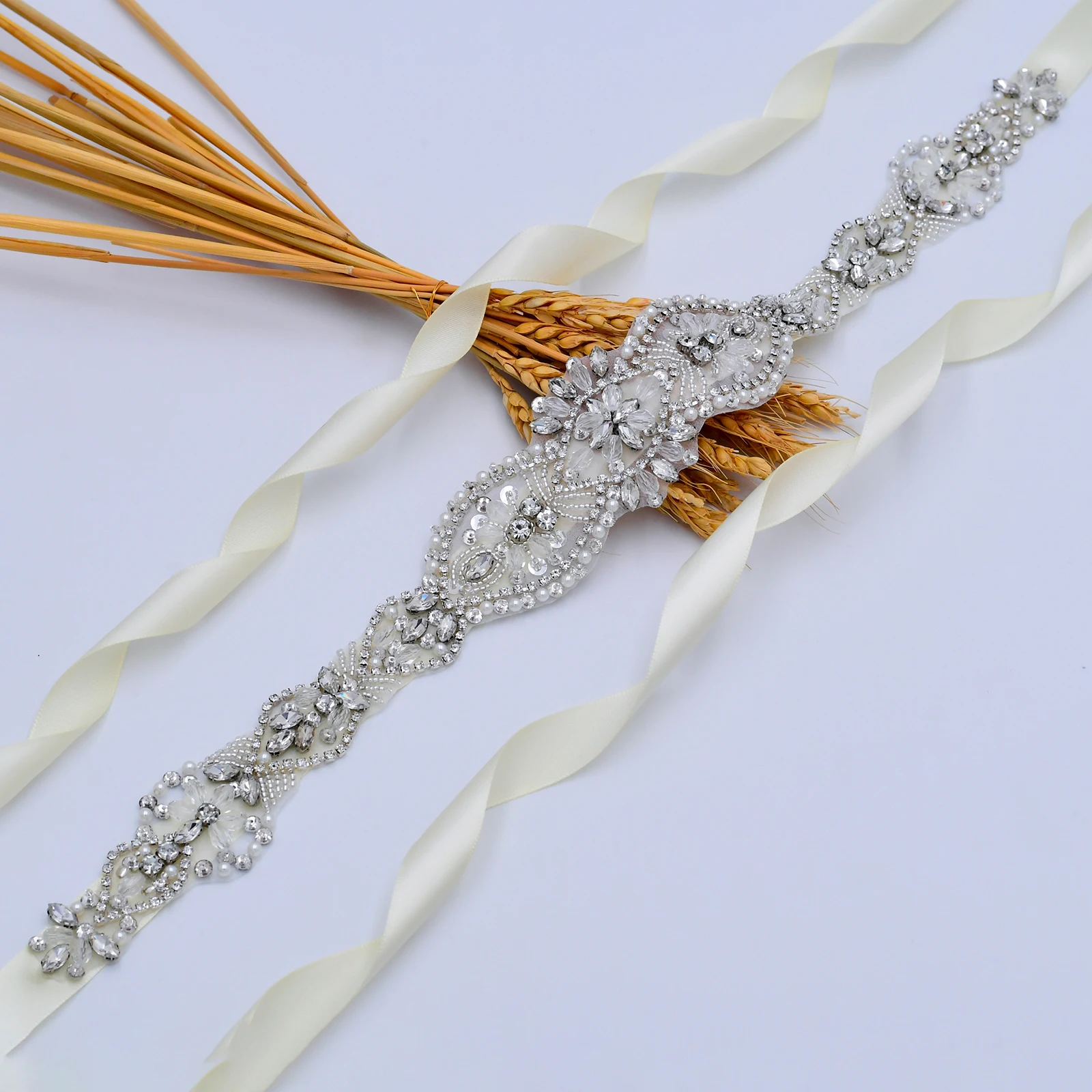 

TRiXY S234 Stunning Crystal Belts Wedding Belts for Women Beaded Bridal Belts Waist Belt Ribbon Belt for Brides Bridesmaids