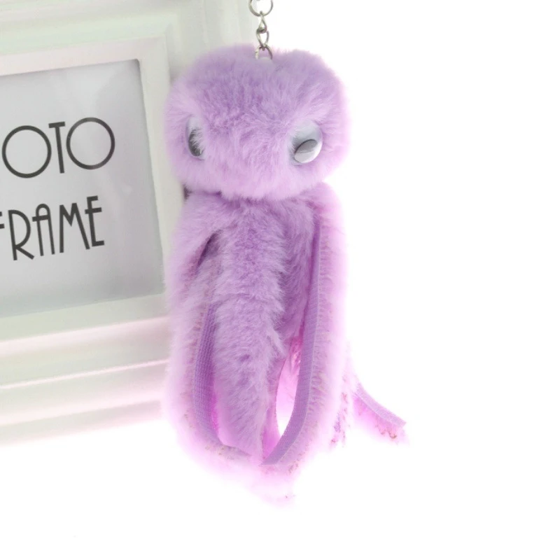 Милые плюшевые брелки с помпоном для девушек кроличий мех осьминог женские