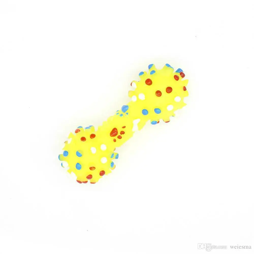 

Pet toy Dog Toys Colorful Dotted Dumbbell Shaped Dog Toys Squeeze Squeaky Faux Bone Pet Chew Toys For Dogs 24