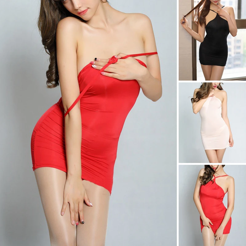 Женское платье сексуальное облегающее без рукавов с лямкой на шее открытой