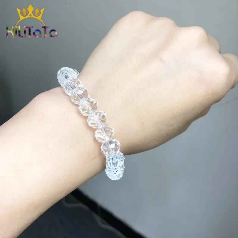 Натуральный стеклянные хрустальные бусинки Rondelle бусины прозрачные круглые бусины для самостоятельного изготовления ювелирных изделий Цепочки и ожерелья браслета 15 ''4/6/8/10/12/14 мм