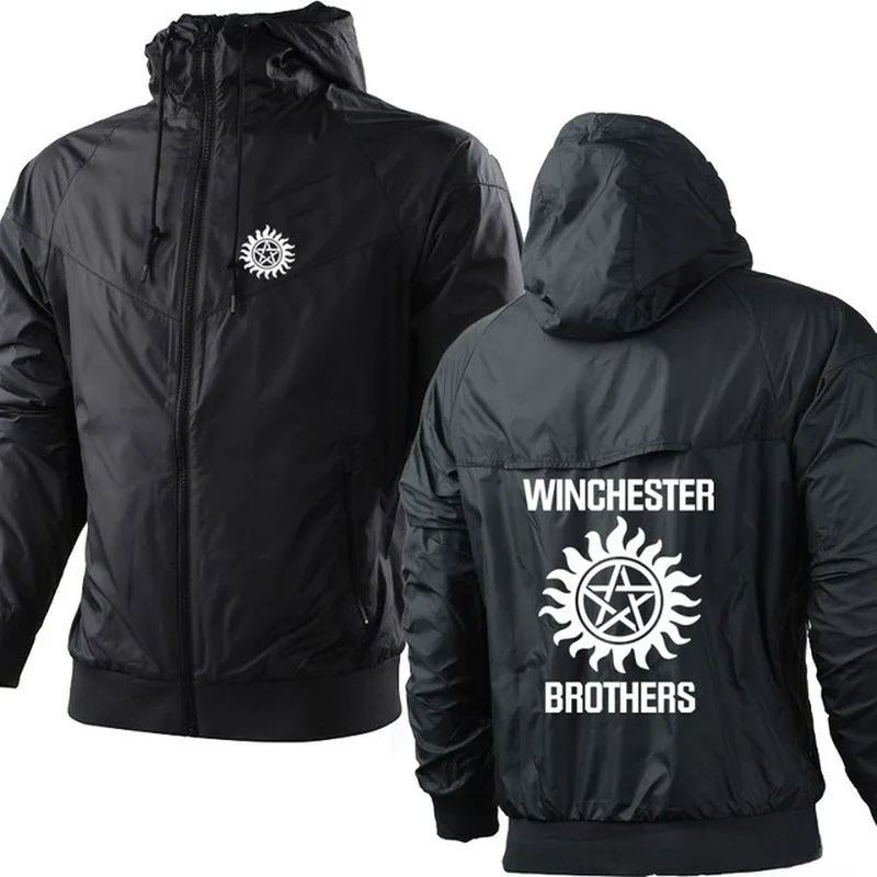 

Spring Autumn Supernatural Gradient Winchester Print Casual high quality Cotton Hooded Sweatshirt Mens zipper Hoodies SweatshirP