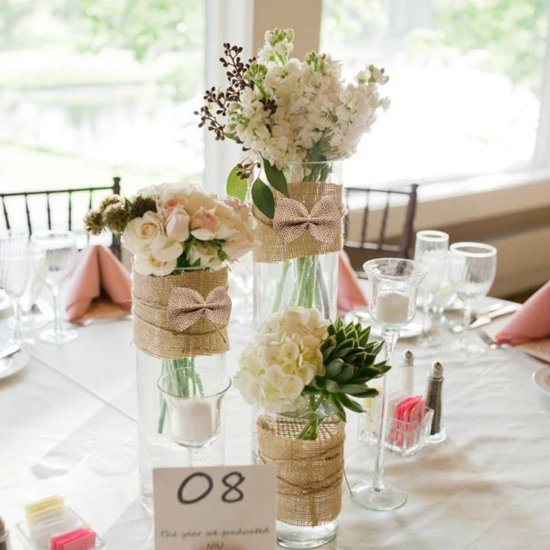 5 шт./лот цветы ручной работы из мешковины в винтажном стиле бант цветок