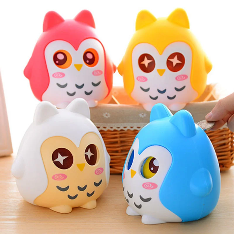 

Owl Shaped Piggy Bank Metal Coin Money Saving Box Jar Coins Storage Box Home Decoration Figurines Craft Christmas Gift For Kids