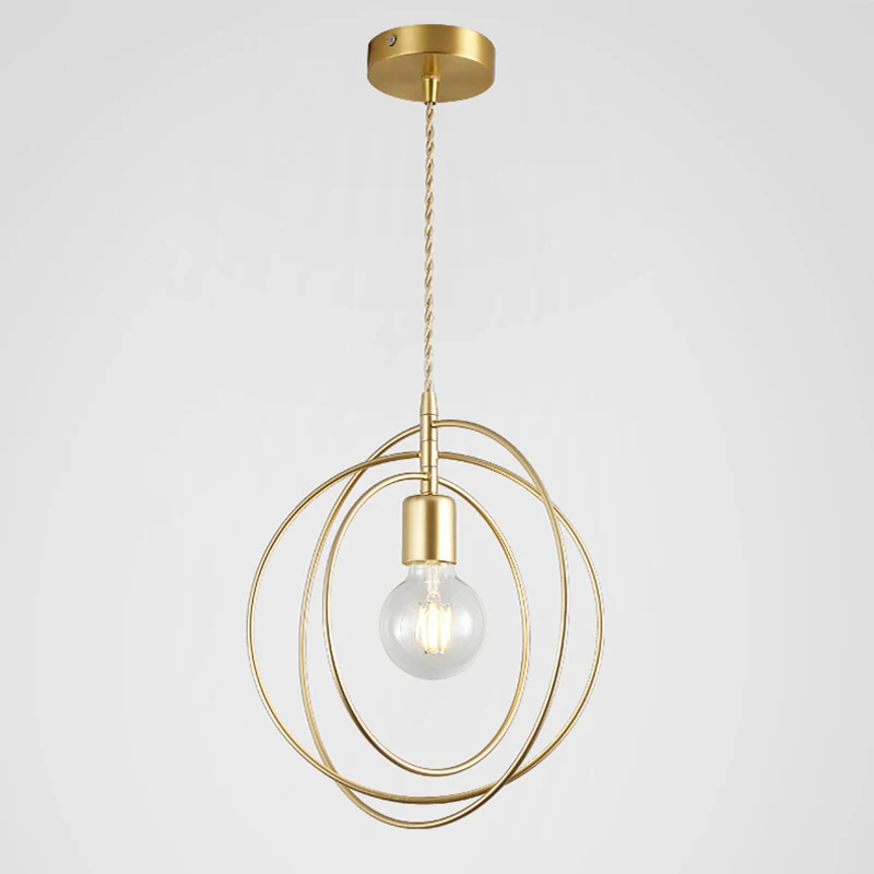 Золотые светодиодные железные подвесные светильники E27 для украшения ресторана