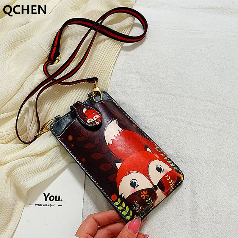 

Woman Bag Mobile Phone Coin Purse Ladies phone bag Cross Shoulder Transparent Bag For Girls Cute Phone Bag Cartoon squirrel 742