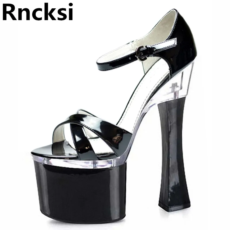 

Rncksi 18cm Square Heels Girl's /Women's Summer Sexy Party Shoes Women Sandals Patform 18cm High Heels Pole Dance Sandals