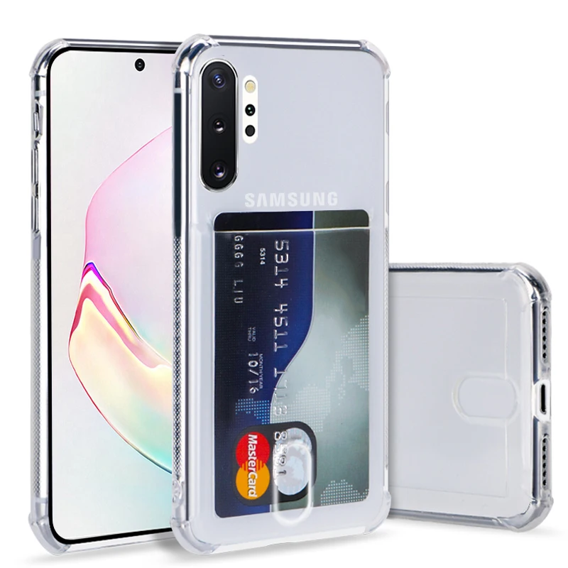 For Samsung S23 S22 S20 FE S10 Note20 S21 Ultra S10E A51 A71 A52 A72 A52S A32 A12 A21S Crystal Clear Card Slot Soft Silicon Case