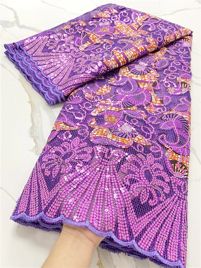

PGC African Wax Lace Fabric 5 Yards Handcut Lace Material 2021 Nigerian Wedding Party Asoebi Luxury Lace Fabric Sewing YA4147B-4