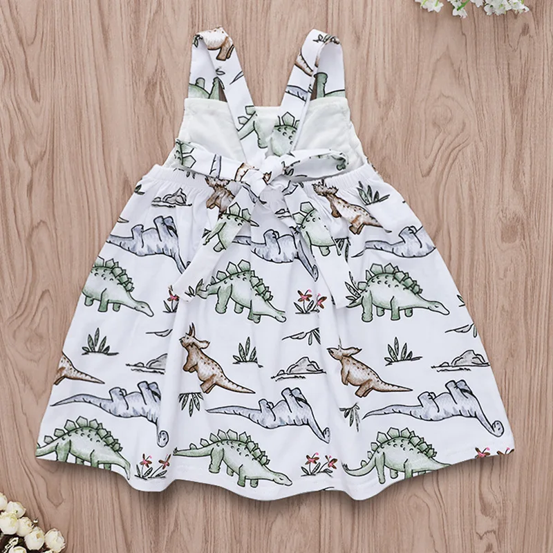 Lovely Baby Girl Dinosaur Dress Kids Dresses for Girls Sleeveless Backless Toddler Summer 1 4 Years Dropshipping | Детская одежда и
