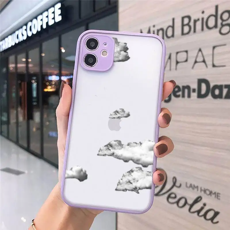 

Cartoon clouds protective pattern Phone Cases matte transparent For iphone 7 8 11 12 plus mini x xs xr pro max cover
