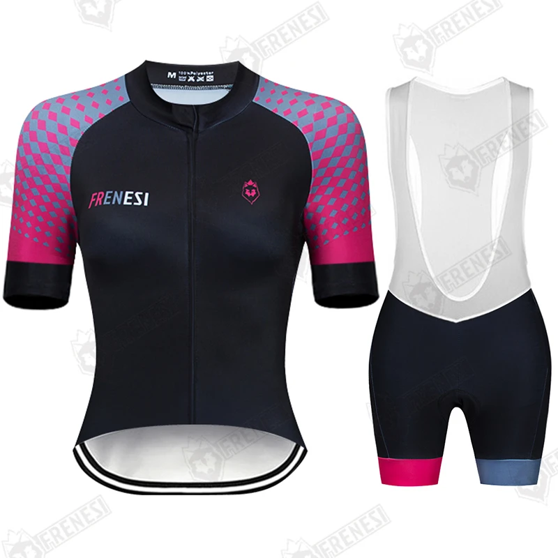 

2021 Frenesi Cycling Jersey Women's Bike Clothing Top Short Sleeve Bicycle Racing Pro Team Sport Maillot Ciclismo Bib Pant