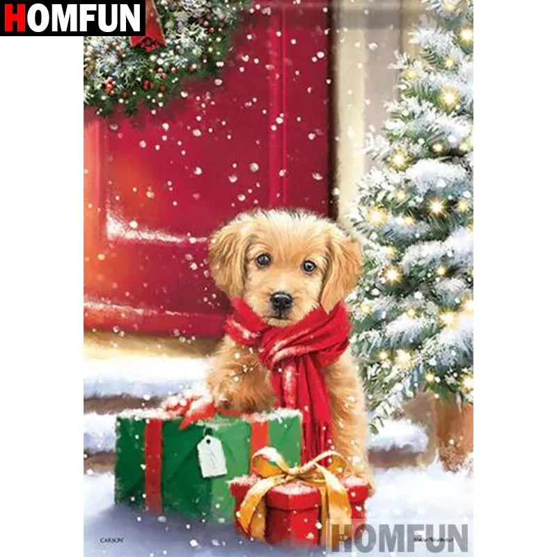 

Картина для алмазной вышивки «Рождественская собака», квадратная/круглая