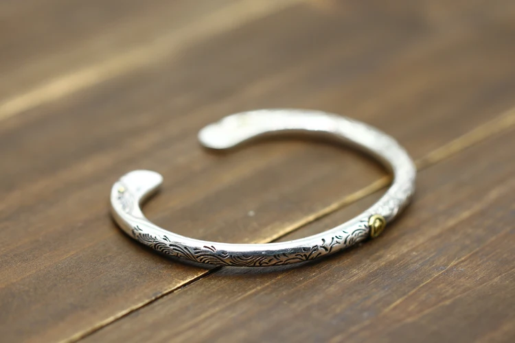 Открытый браслет из серебра S925 пробы персонализированный ретро-браслет в стиле