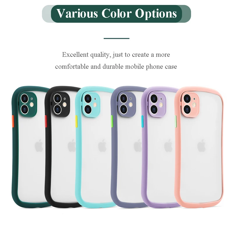 

Original Creative small Waist Translucent Phone case For iPhone11 Pro Max XS MAX XR X 7 8 Plus SE2 candy color protective case