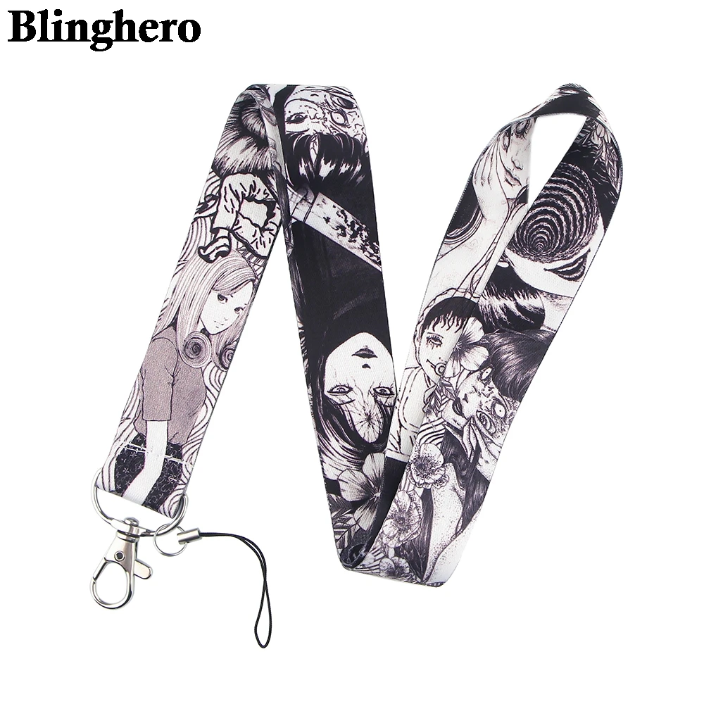 CA1611 Junji Ito Horror Anime Lanyard Neck Strap for key ID Card Cellphone Straps Badge Holder DIY Hanging Rope
