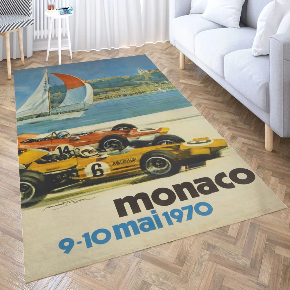 

Monaco Grand Prix 1970 3D Printing Room Bedroom Anti-Slip Plush Floor Mats Home Fashion Carpet Rugs New Dropshipping