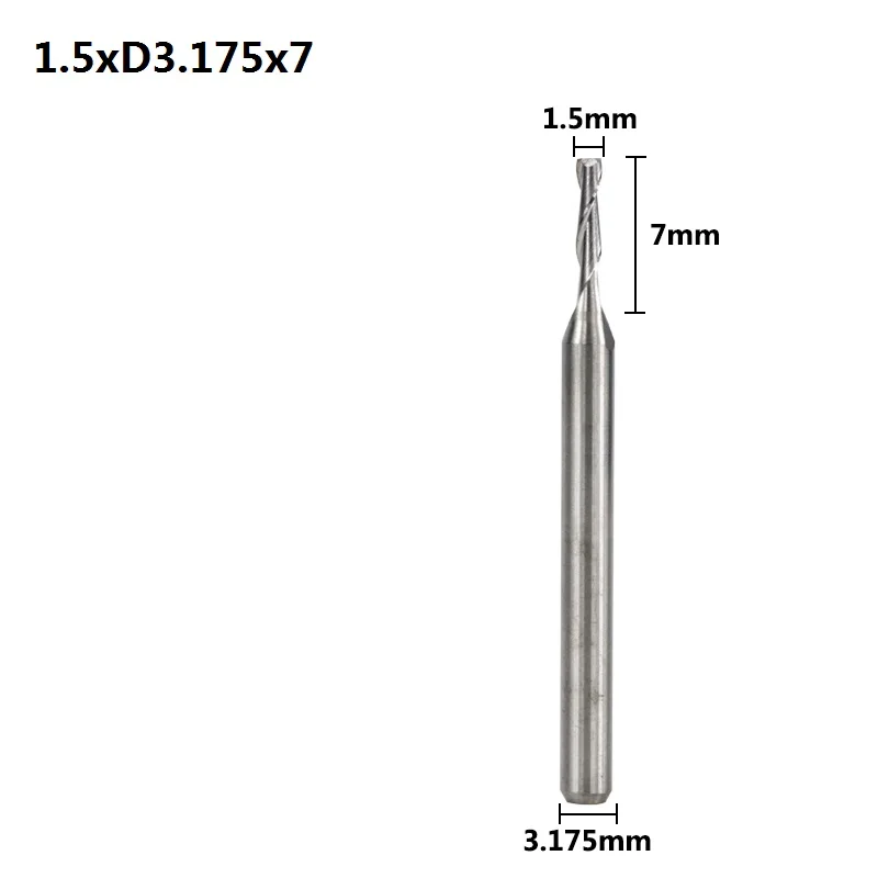 1.5xD3.175x7 XCAN 10 шт. 3,175 хвостовика 2 флейты плоский конец мельницы Спираль ЧПУ Бит для лазерной гравировки плоская фреза 0,8/1/1,5/2,0/2,5/3,175 мм - Длина режущей кромки: 1.5xD3.175x7