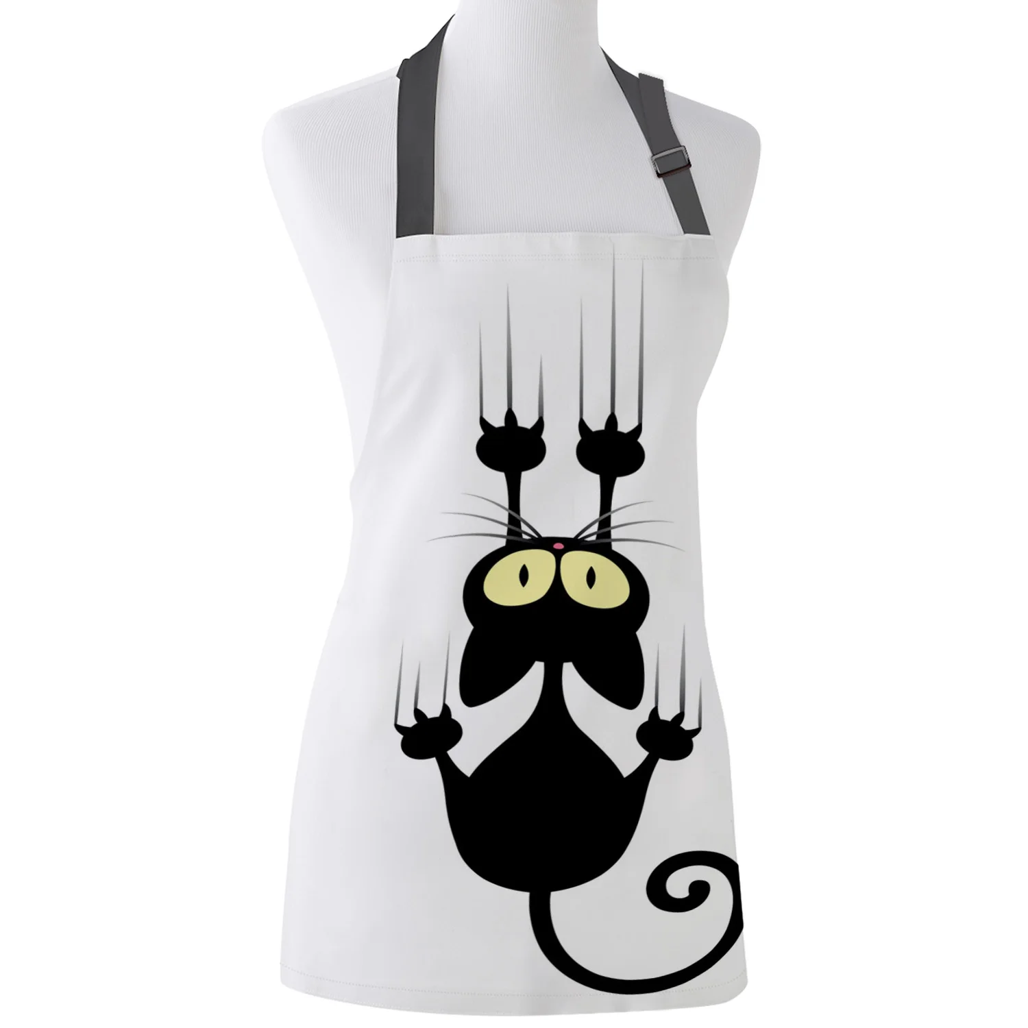 

Фартук с комиксным изображением падающего черного кота, животного из мультфильма, нагрудники для взрослых и детей, для домашнего приготовл...