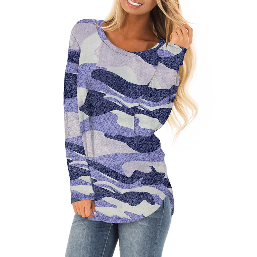 

Printed Camouflage Long Sleeve Casual Sweater Loose Women's Top Plus Size Sweatshirts Hoodies
