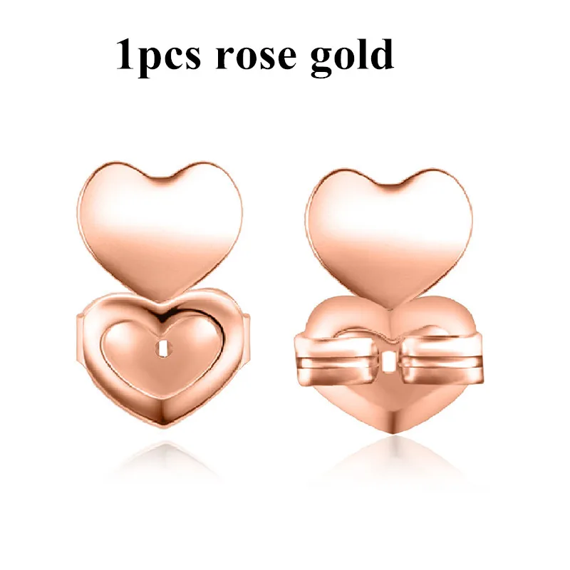1pcs Rose Gold Seanuo Золотые/серебряные серьги-гвоздики с гайкой, гипоаллергенные, подходят для сережек, поддержка для женщин - Окраска металла: 1pcs Rose Gold