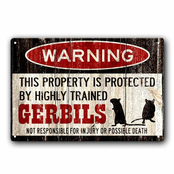 

Забавный предуПредупреждение ительный знак для домашних животных с надписью «Gerbil», винтажный стиль, Настенный декор, художественный посте...