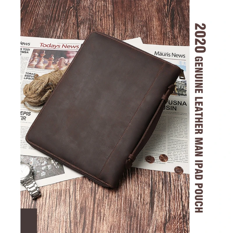 

Leather Business Carrying Case ID Credit Card Holder Vintage Pocket Phone Pen Purse for Men Women