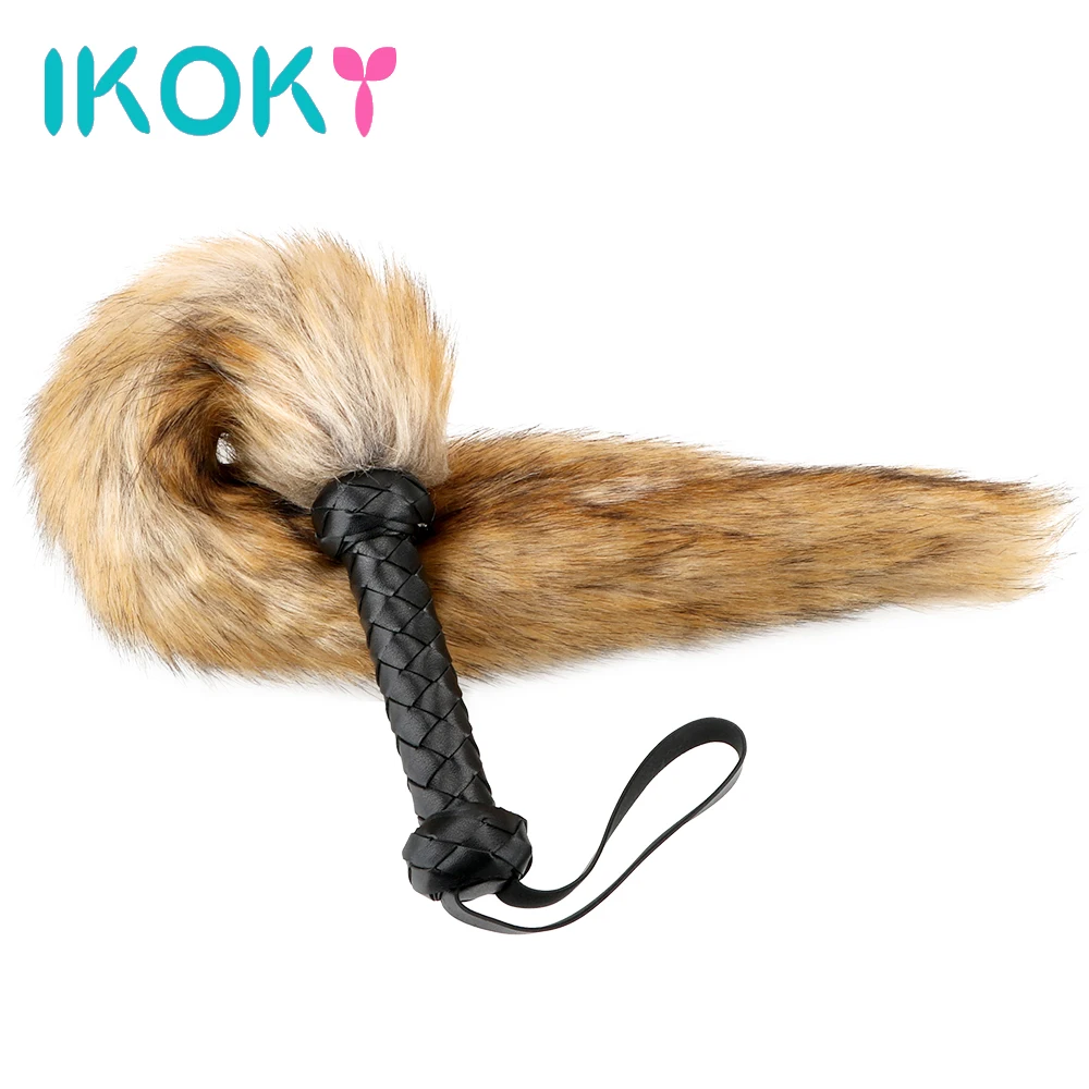 

IKOKY Slave Roleplay Braided Handle Sex Whip Spanking Paddle Fox Tail Whip Adult Games Flirt