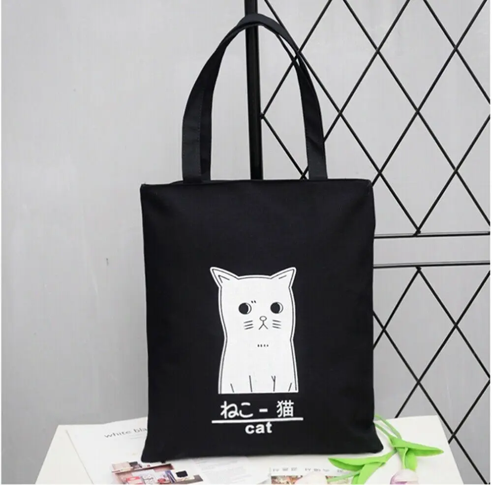 Black Cat Модная брендовая Новая креативная Женская пляжная сумка через плечо, холщовая летняя сумка для отдыха, сумка для покупок, золотая молния - Цвет: Black Cat