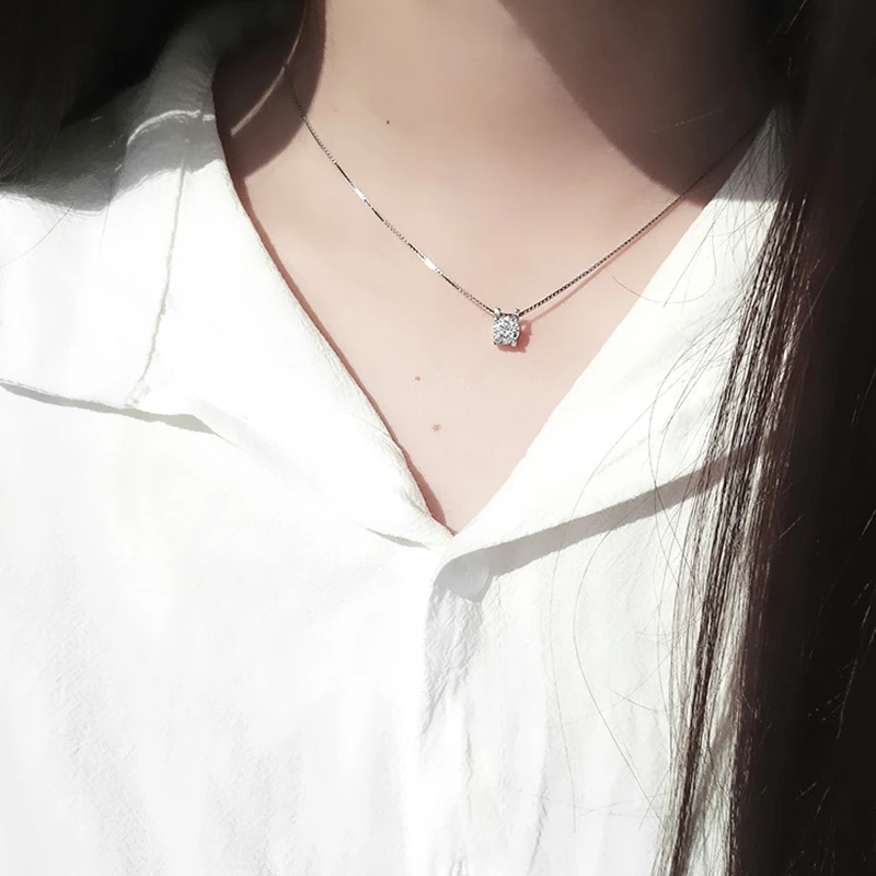 Женское Ожерелье с кулоном из серебра 925 пробы фианитом | Украшения и аксессуары