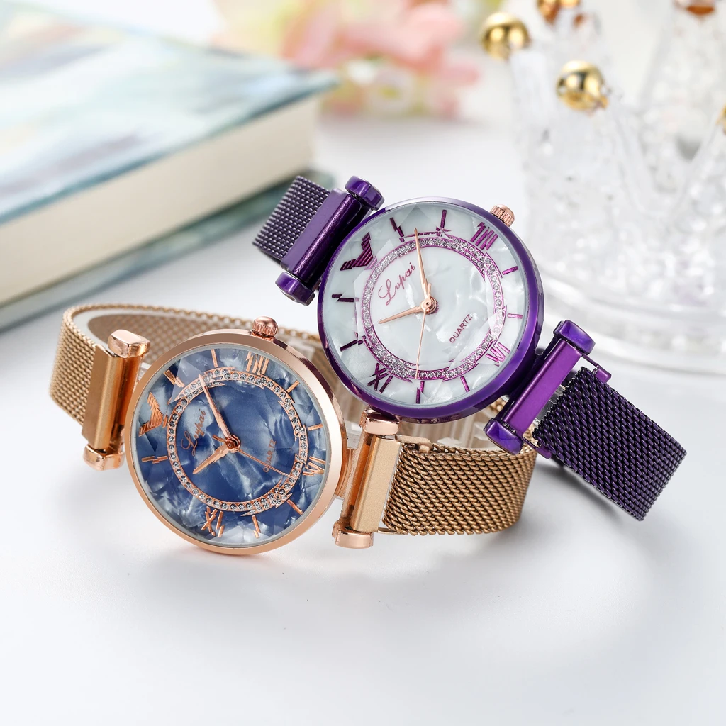 

Women Simple Watch Rose Gold Bracelet Set 2021 Women's Mesh Belt Ultra-thin Fashion Luxury Wrist Watches Reloj Mujer