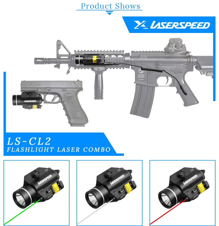 Laserspeed LS-CL2 оружие Свет постоянный и стробоскоп свет с зеленый/красный/ИК инфракрасный лазерный прицел пистолет винтовка фонарик